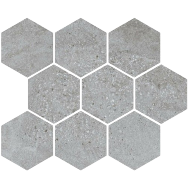 Chamonix 4" x 4" Hex Mosaic Tile 12" x 12" - Gray