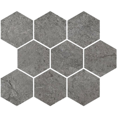Chamonix 4" x 4" Hex Mosaic Tile 12" x 12" - Dark Gray