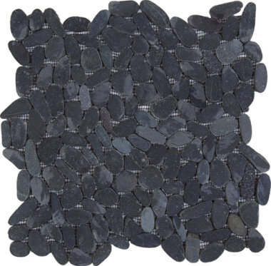 Pebble Sliced Matte Interlocking 12" x 12" - Black