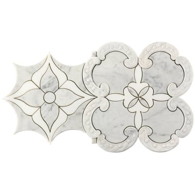 Water Jet MJ Aeonian Tile 8" x 16" - Grigio Thassos and Carrara