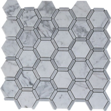 Honeycomb Stone Tile - White Carrera and Light Bardiglio