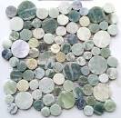 Reconstituted Stone Tile Mosaic Round Interlocking 12" x 12" - Crystal Green