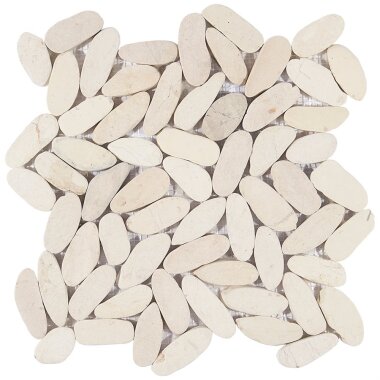Pebblestone Sliced Flat Oval Tile 11.81" x 11.81" - Lovina White