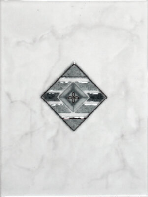 New Albion Wall Insert Marble Look Tile 8" x 10" - Grey