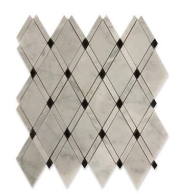 Majestic Marble Look Tile 11" x 12" - White Carrara & Light Gray & Black